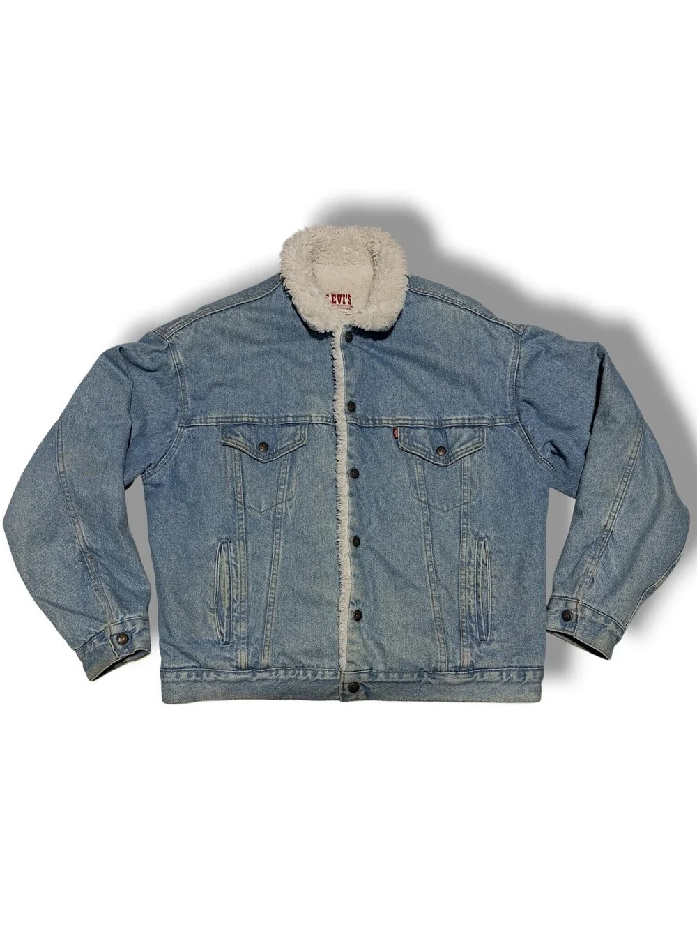 Vintage 1980s Levi’s 70609 Sherpa Denim Trucker Jacket USA Made Men’s L